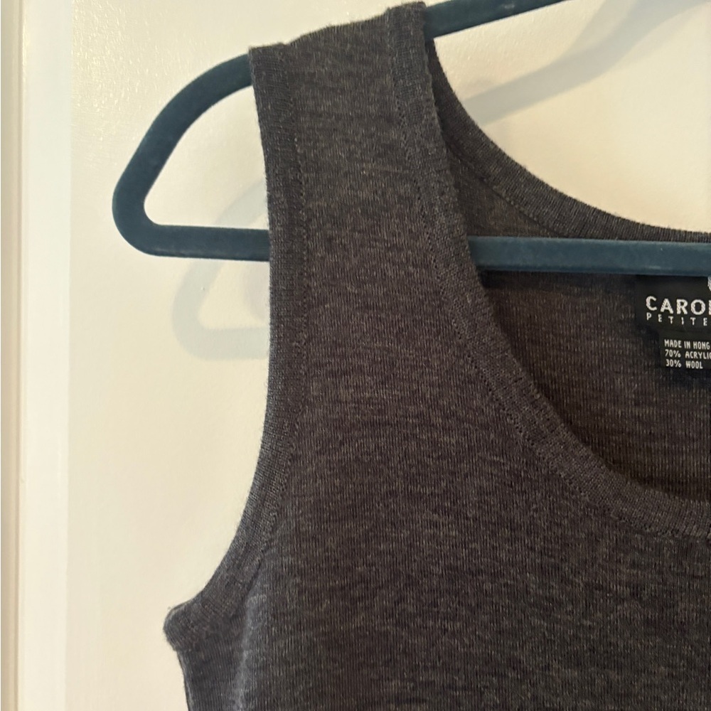 Vintage Carole Little Gray Cottagecore Lagenlook Sleeveless Pocket Dress PM - Picture 5 of 10